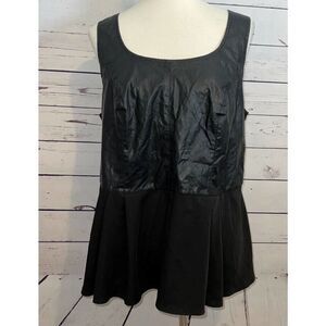 Torrid Sleeveless Shirt Black Peplum Top Plus Size 2X - 2 Faux Leather 10204148